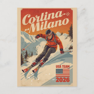 Cartão Postal Presentes da estância de esqui Vintage Milano Cort