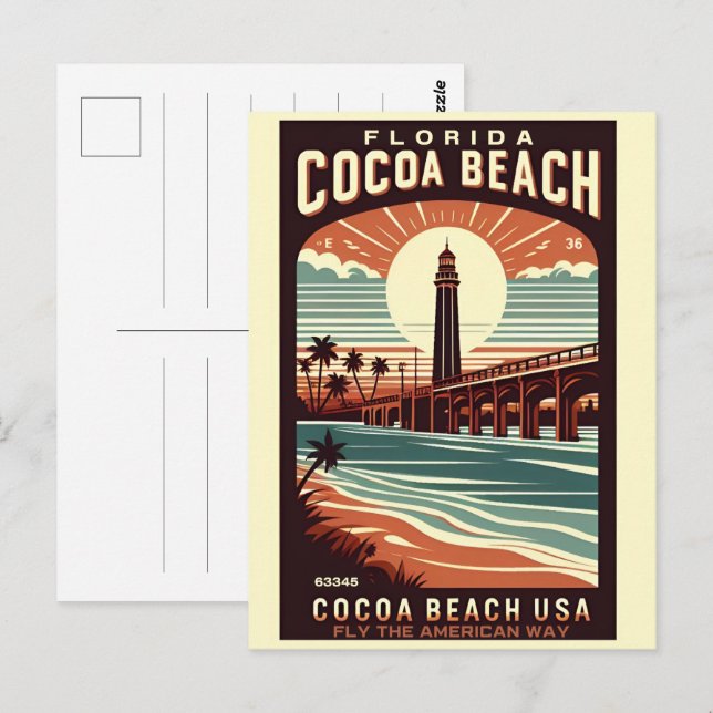 Cartão Postal Presentes da linha de costa da cidade de Cocoa Bea (Frente/Verso)