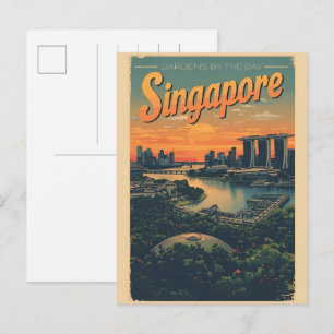 Cartão Postal Presentes da marina vintage pelo arranha-céu Sands