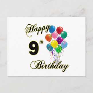 Cartão Postal Presentes de Aniversário de 9 anos e Roupas de Ani