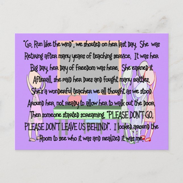 Cartão Postal Presentes de Arte da História "Não Ir" Retirada do (Frente)