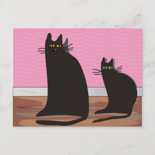 Cartão Postal Presentes de arte em gatos pretos
