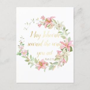 Cartão Postal Presentes de Batismo JW - Ruth 2:12