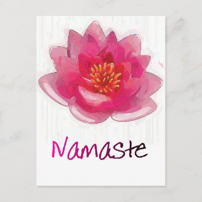 Cartão Postal Presentes de Ioga "Namaste" Flor de Lótus (Frente)