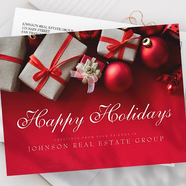 Cartão Postal Presentes de Natal em Vermelho | Saudação de Feria (Criador carregado)