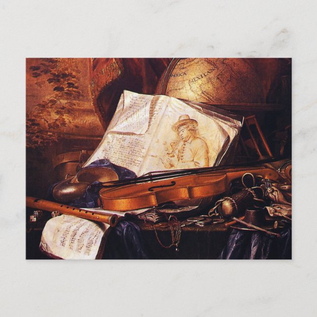 Cartão Postal Presentes de pintura de instrumentos musicais (Frente)