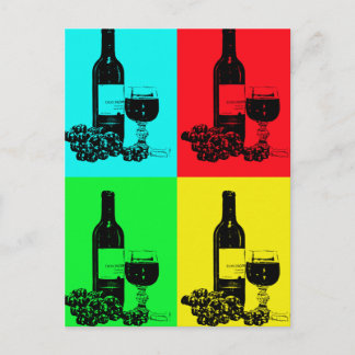 Cartão Postal Presentes de pop-arte para vinho e uvas