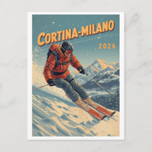 Cartão Postal Presentes de resort de esqui vintage Milano Cortin