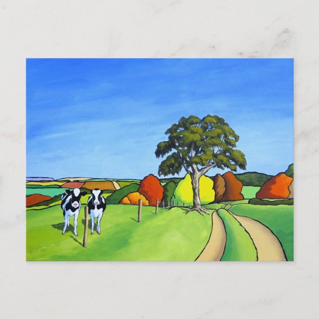 Cartão Postal Presentes de Vaca Preta e Branca (Frente)