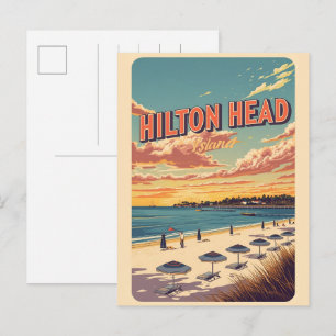 Cartão Postal Presentes de viagem vintage da ilha de Hilton Head