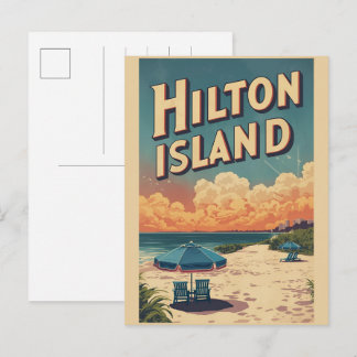 Cartão Postal Presentes de viagem vintage da ilha do farol Hilto