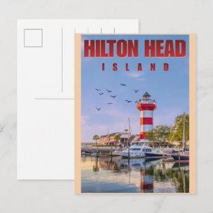 Cartão Postal Presentes de viagem vintage farol da Ilha Hilton H