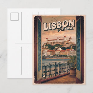 Cartão Postal Presentes de viagem vintage lisboa portugal vista