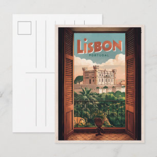 Cartão Postal Presentes de viagem vintage Lisboa Portugal, vista