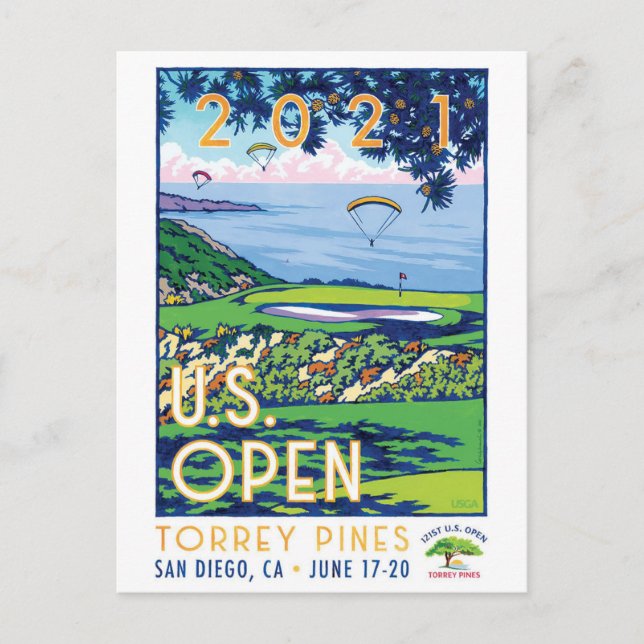 Cartão Postal Presentes do US Open de Golfe TORREY PINES 2021 (Frente)