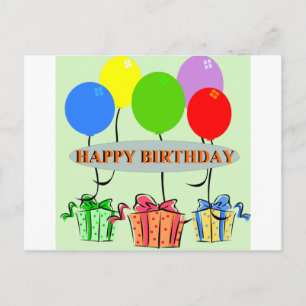 Cartão Postal Presentes e Ballons de Aniversário