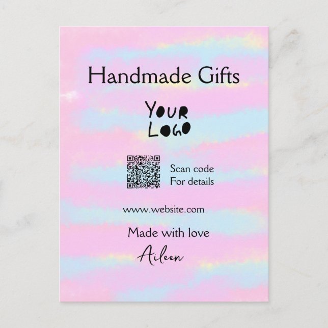 Cartão Postal Presentes feitos à mão de pequenas empresas fazem  (Frente)