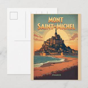 Cartão Postal Presentes Mont-Saint-Michel França Normandia Vinta
