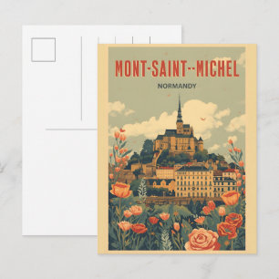 Cartão Postal Presentes Mont-Saint-Michel França Normandia Vinta