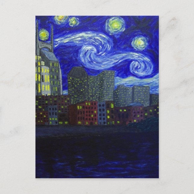 Cartão Postal Presentes: "Nashville Starry Night" por Jack Leppe (Frente)