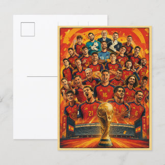 Cartão Postal Presentes para a seleção espanhola de futebol camp