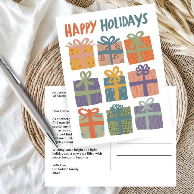 Cartão Postal PRESENtes PRESENtes de NATAL PERSONALIZADOS (HAPPY HOLIDAYS Gifts Presents Christmas CUSTOM Holiday Postcard
)