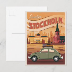 Cartão Postal presentes vintage de viagem estocolmo suécia e lem