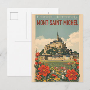 Cartão Postal Presentes Vintage Mont-Saint-Michel França Normand