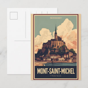 Cartão Postal Presentes Vintage Mont-Saint-Michel França Normand