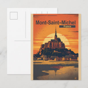 Cartão Postal Presentes Vintage Mont-Saint-Michel França Normand