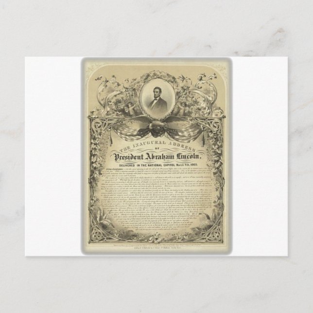 Cartão Postal Presidente abe lincoln discurso inaugural (Frente)