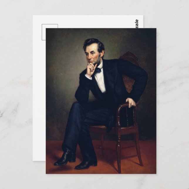 Cartão Postal Presidente Abraham Lincoln Retrato de Healy (Frente/Verso)