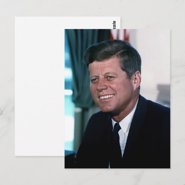 Cartão Postal Presidente americano John F. Kennedy na Sala Oval (Frente/Verso)