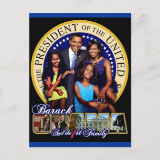 CARTÃO POSTAL PRESIDENTE BARACK OBAMA E FAMÍLIA
