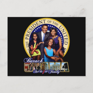 CARTÃO POSTAL PRESIDENTE BARACK OBAMA E FAMÍLIA