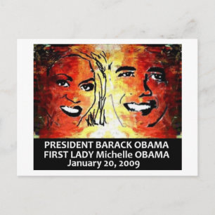 CARTÃO POSTAL PRESIDENTE BARACK OBAMA, PRIMEIRA SENHORA MICHELLE