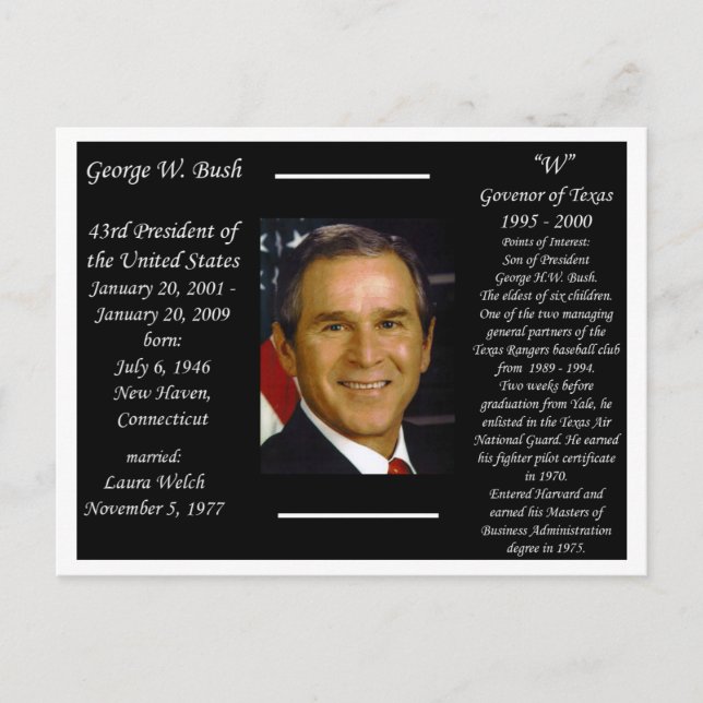 Cartão Postal Presidente George W Bush (Frente)