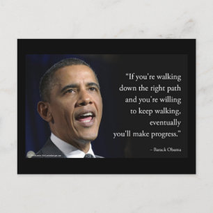 Cartão Postal Presidente Obama e Citação "Faça Progresso"