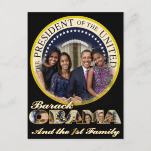 CARTÃO POSTAL PRESIDENTE OBAMA E FAMÍLIA FRISTA