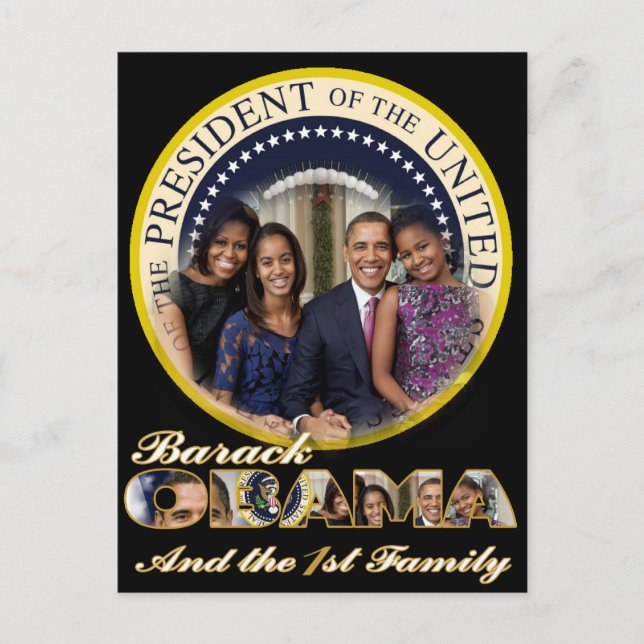 CARTÃO POSTAL PRESIDENTE OBAMA E FAMÍLIA FRISTA (Frente)