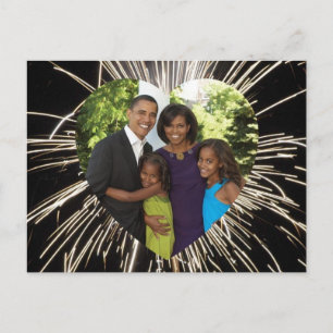 Cartão Postal Presidente Obama Família de Primeiro Estadunidense