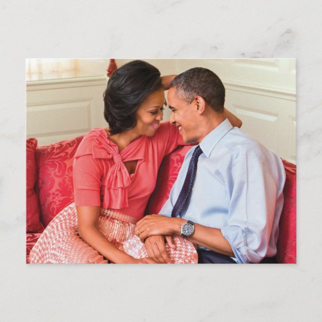 Cartão Postal Presidente Obama Michelle Obama apaixonado por amo (Frente)
