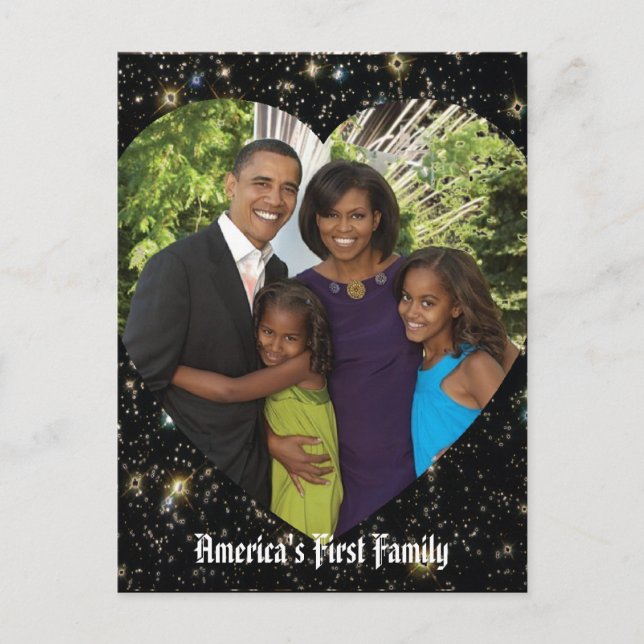 Cartão Postal Presidente Obama Primeira Família (Frente)