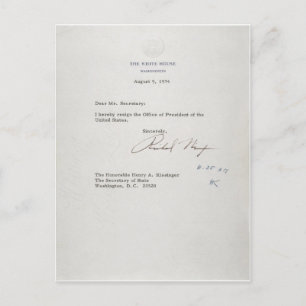 Cartão Postal Presidente Richard M. Nixon - Carta de Renúncia