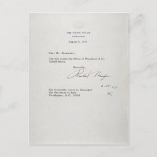Cartão Postal Presidente Richard M. Nixon - Carta de Renúncia
