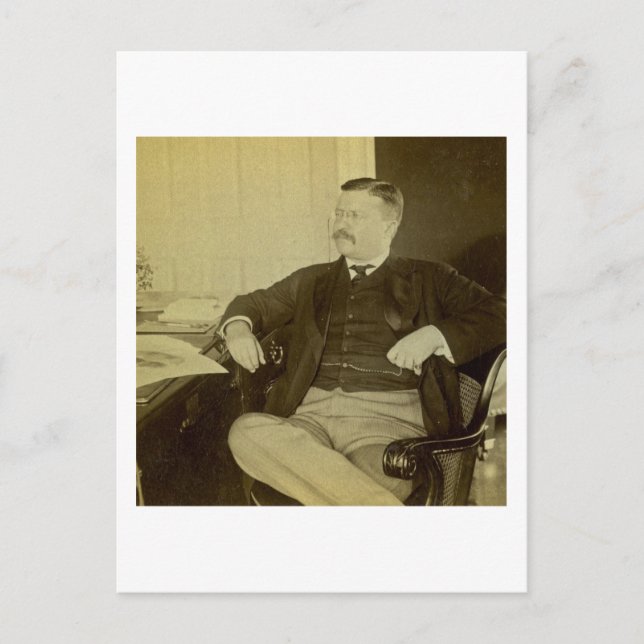 Cartão Postal Presidente Roosevelt em sua mesa na Casa Branca (Frente)