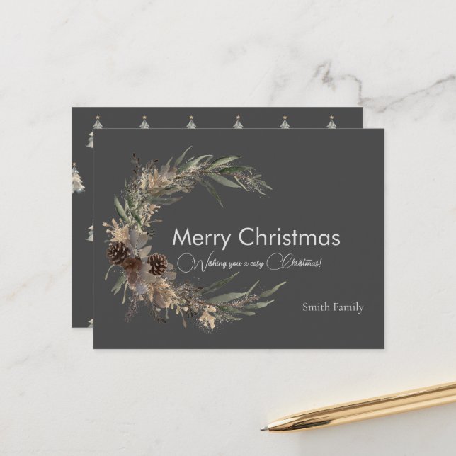 Cartão postal preto a cores da época natalina (Frente/Verso In Situ)