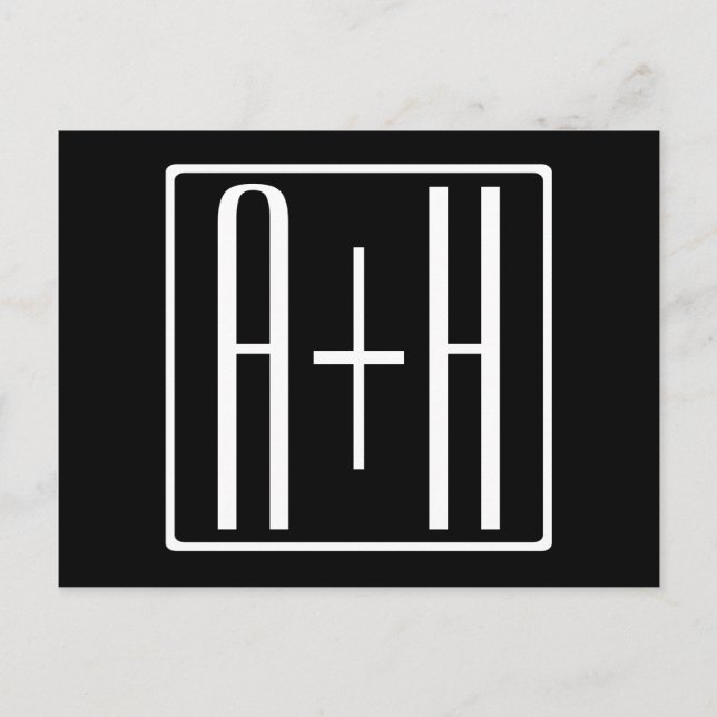 Cartão Postal Preto & Branco | Iniciais de Casais (Frente)