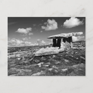 cartão postal preto e branco de Poulnabrone co.cla