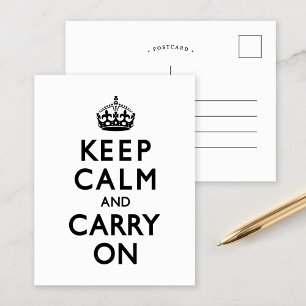 Cartão Postal Preto e branco mantenha a calma e continue